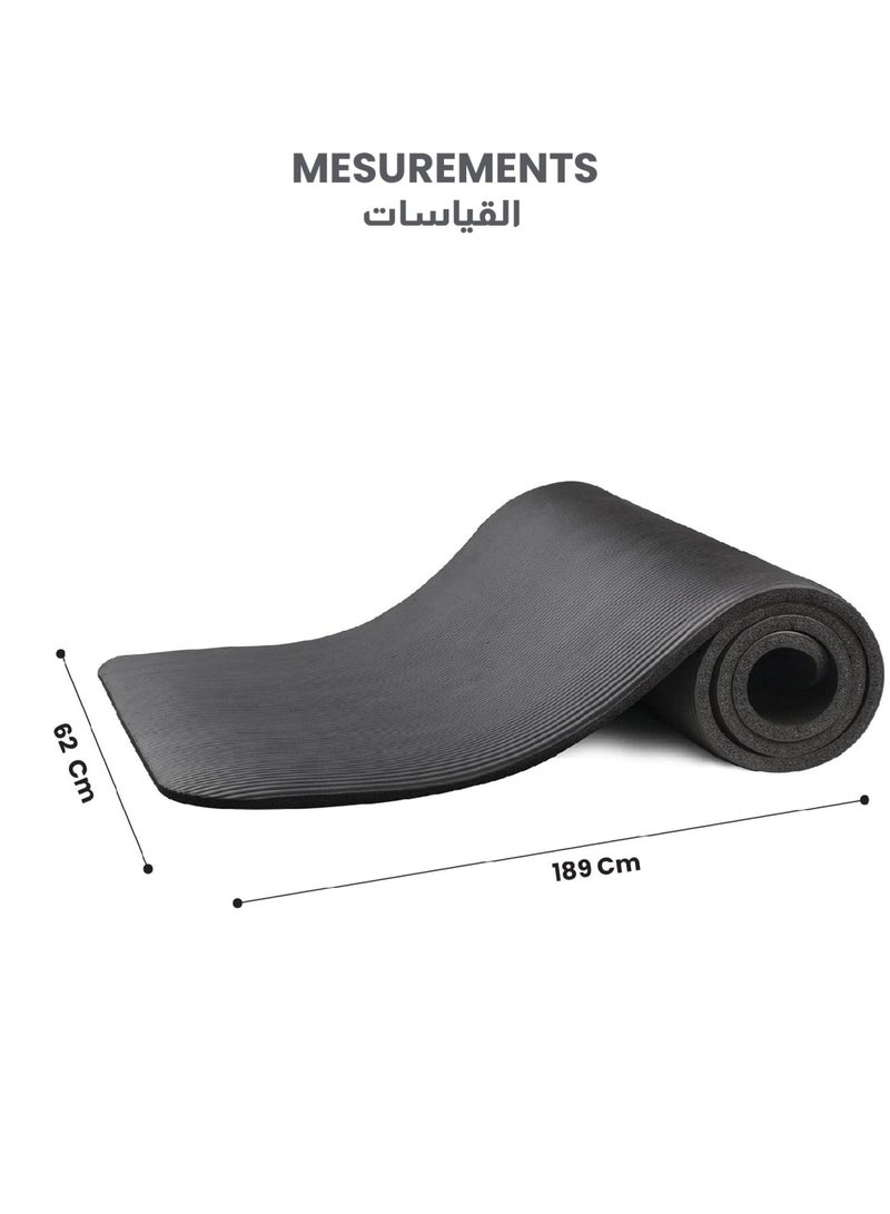 REST Yoga Mat Non Slip, Yoga Mat with Strap Included 10mm Thick Exercise Mat Ideal for HiiT, Pilates, Yoga and Many Other Home Workouts, Black - Image 3
